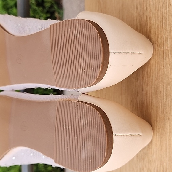 Allegra K Pointed Toe Clear Rhinestone Ballet Lake Cream Flats Size 7 NWOT - Picture 10 of 12